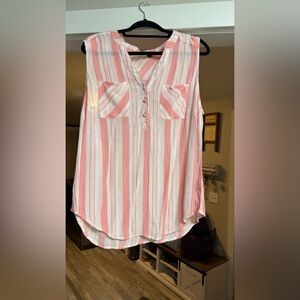 Torrid Pink and White Striped Sleeveless Top